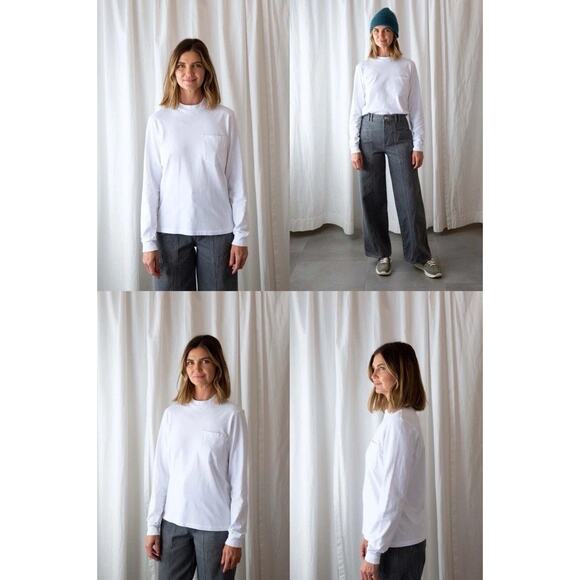 RE/DONE Optic White Pocket Long Sleeve Tee Sz M NWT $165 READ - Picture 1 of 15